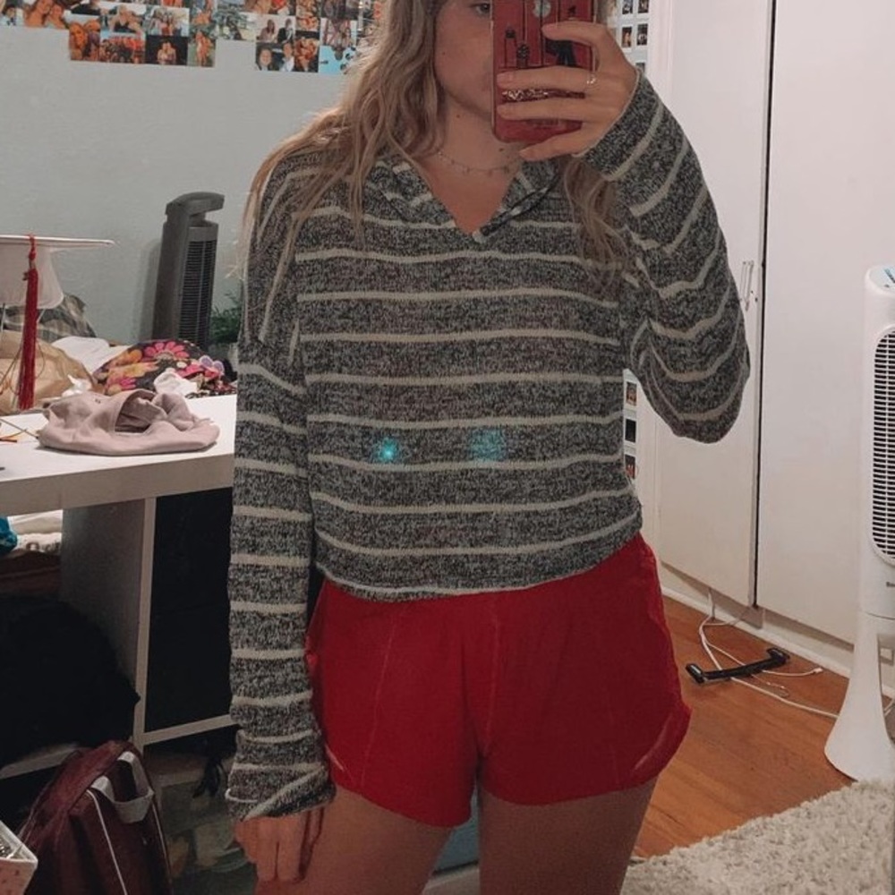 Pacsun stripped cropped cover up sweatshirt